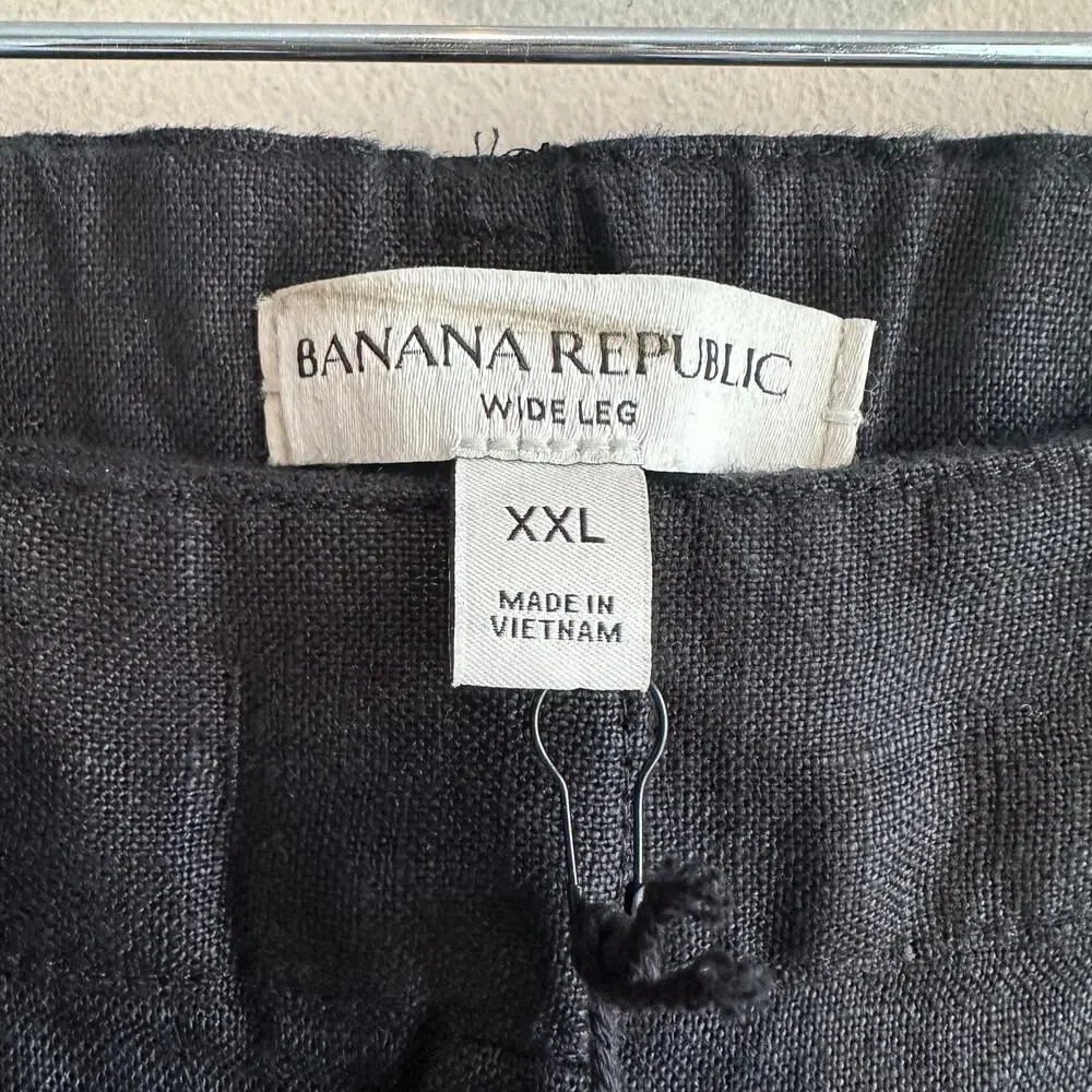 Banana Republic The Everyday Wide Leg Linen Pant Black XXL 713516